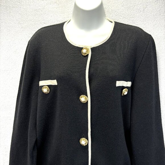 Vintage 90s Express Tricot Cardigan Sweater Womens Large L Black Pearl Italy - Picture 3 of 13